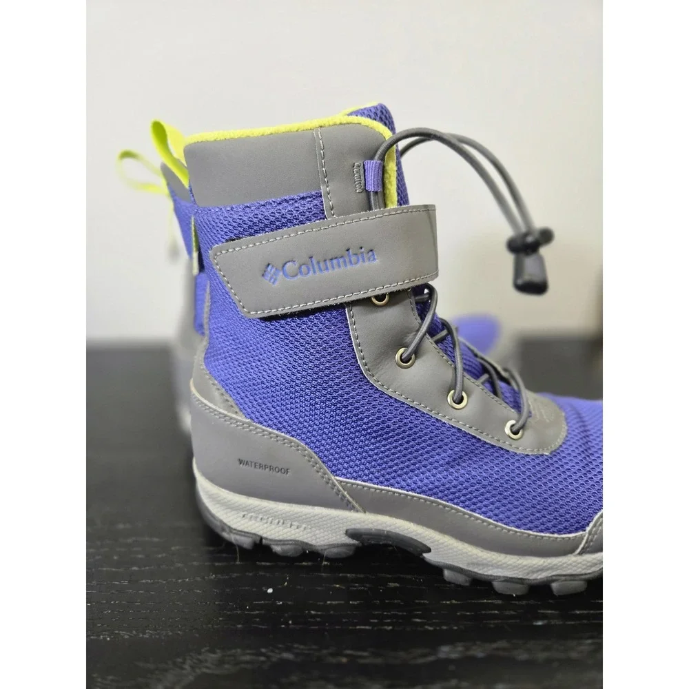 Columbia Waterproof Hiking Snow Winter Boots Purple Gray Neon Yellow Size 5